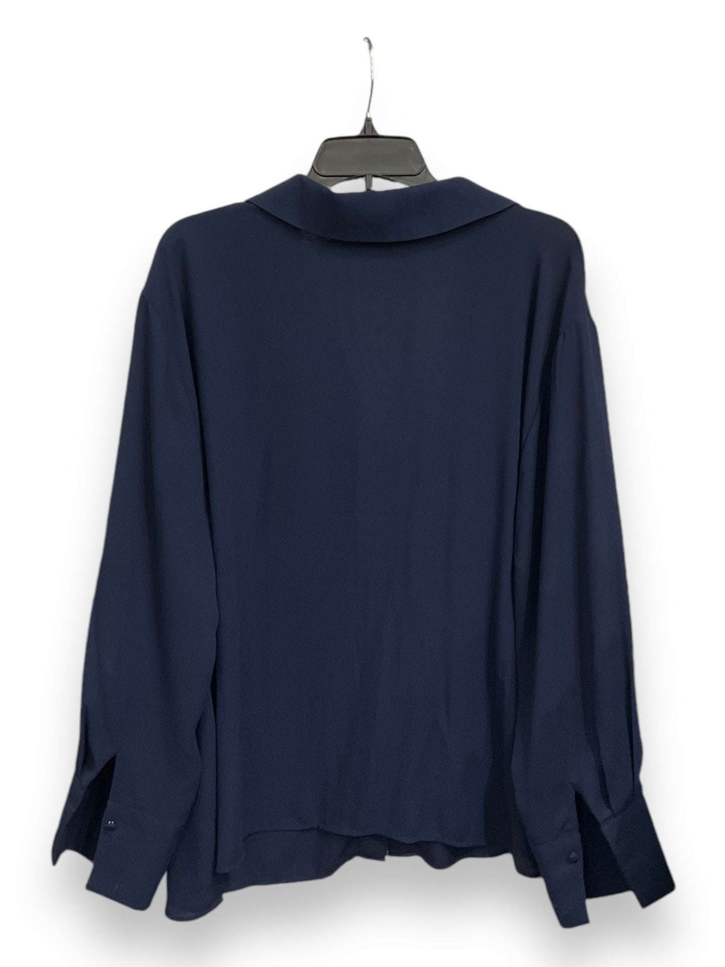 Blouse Long Sleeve By Eloquii In Navy, Size: 1x