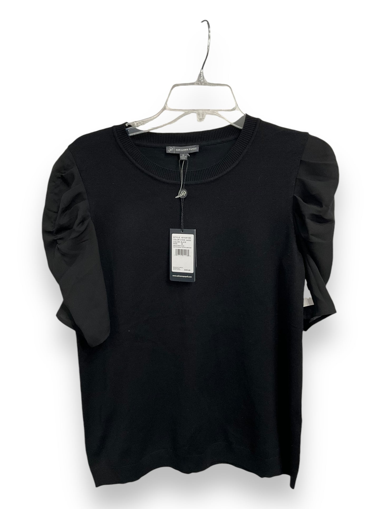 Top Short Sleeve By Adrianna Papell In Black, Size: M