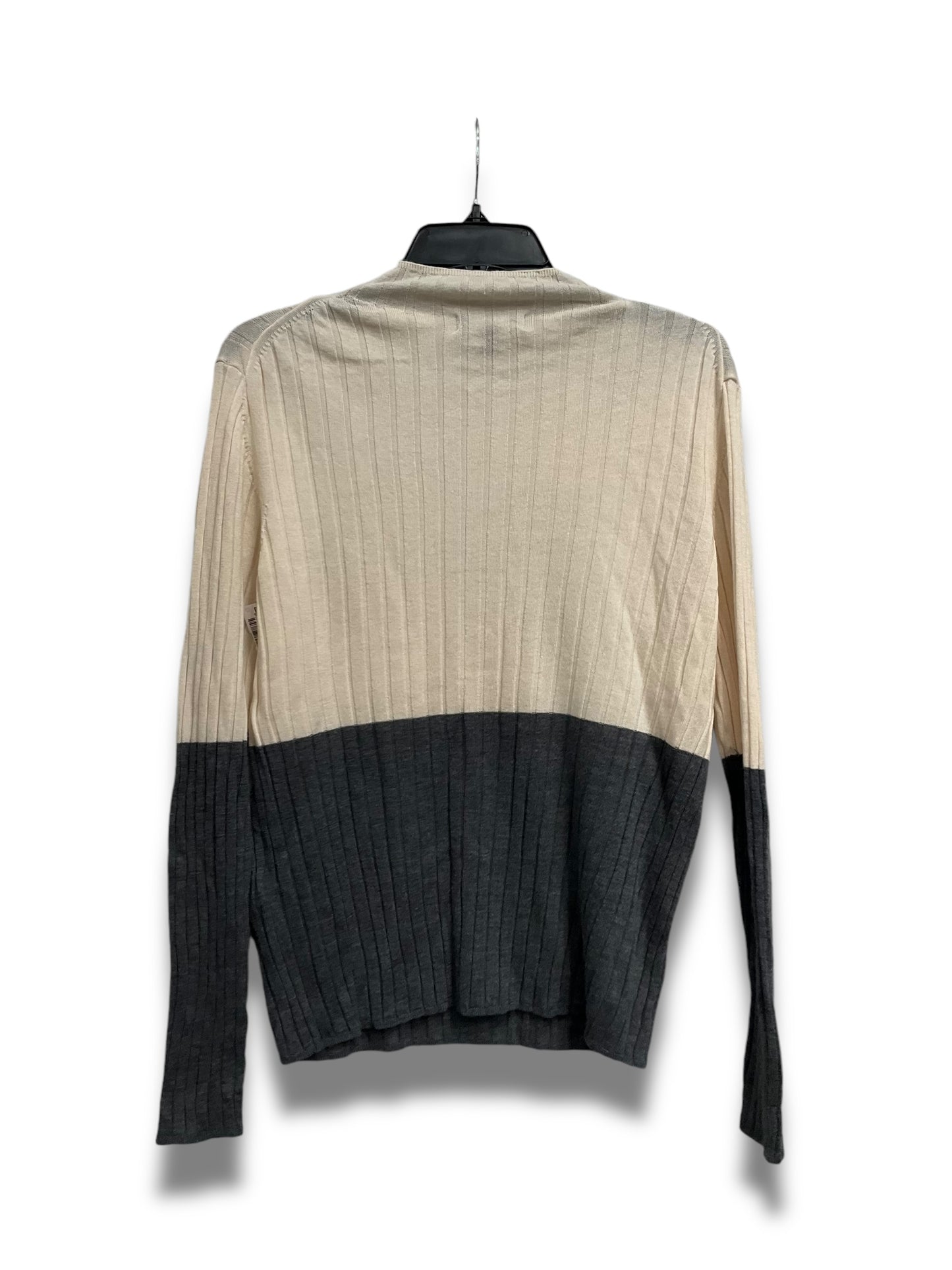 Top Long Sleeve By Banana Republic In Cream & Grey, Size: L