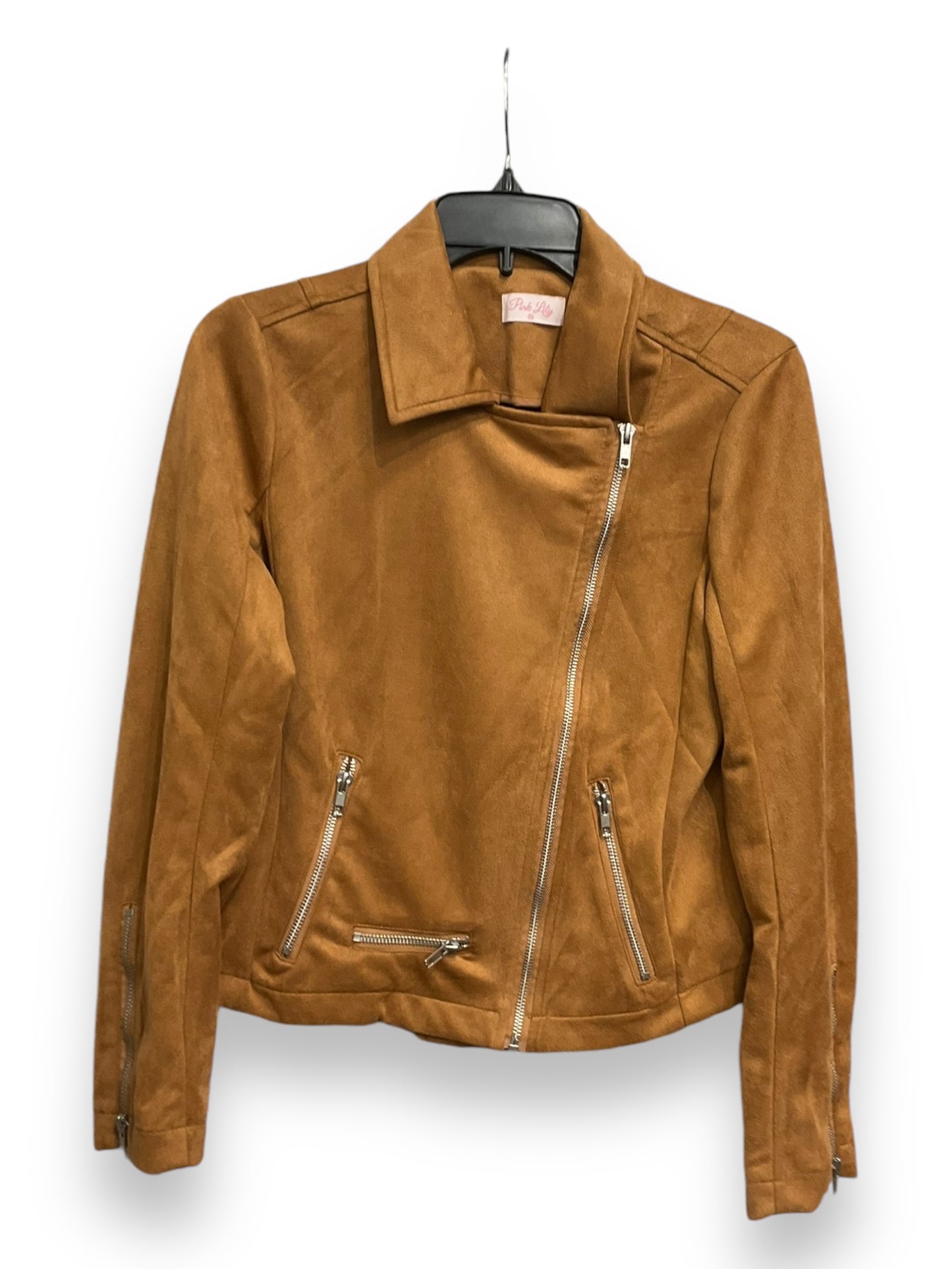 Jacket Moto By Pink Lily In Brown, Size: M