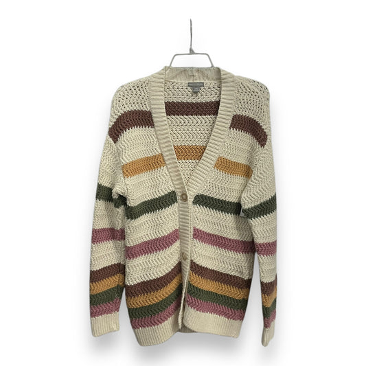 Sweater Cardigan By Falls Creek In Striped Pattern, Size: S