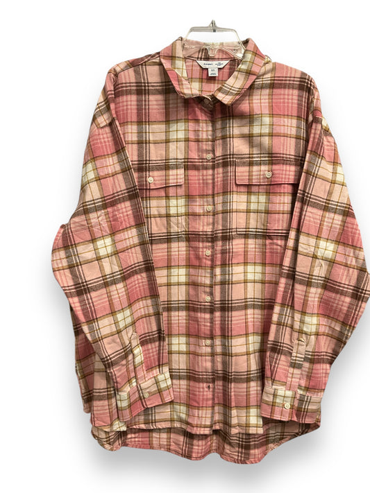 Top Long Sleeve By Old Navy In Plaid Pattern, Size: Xxl