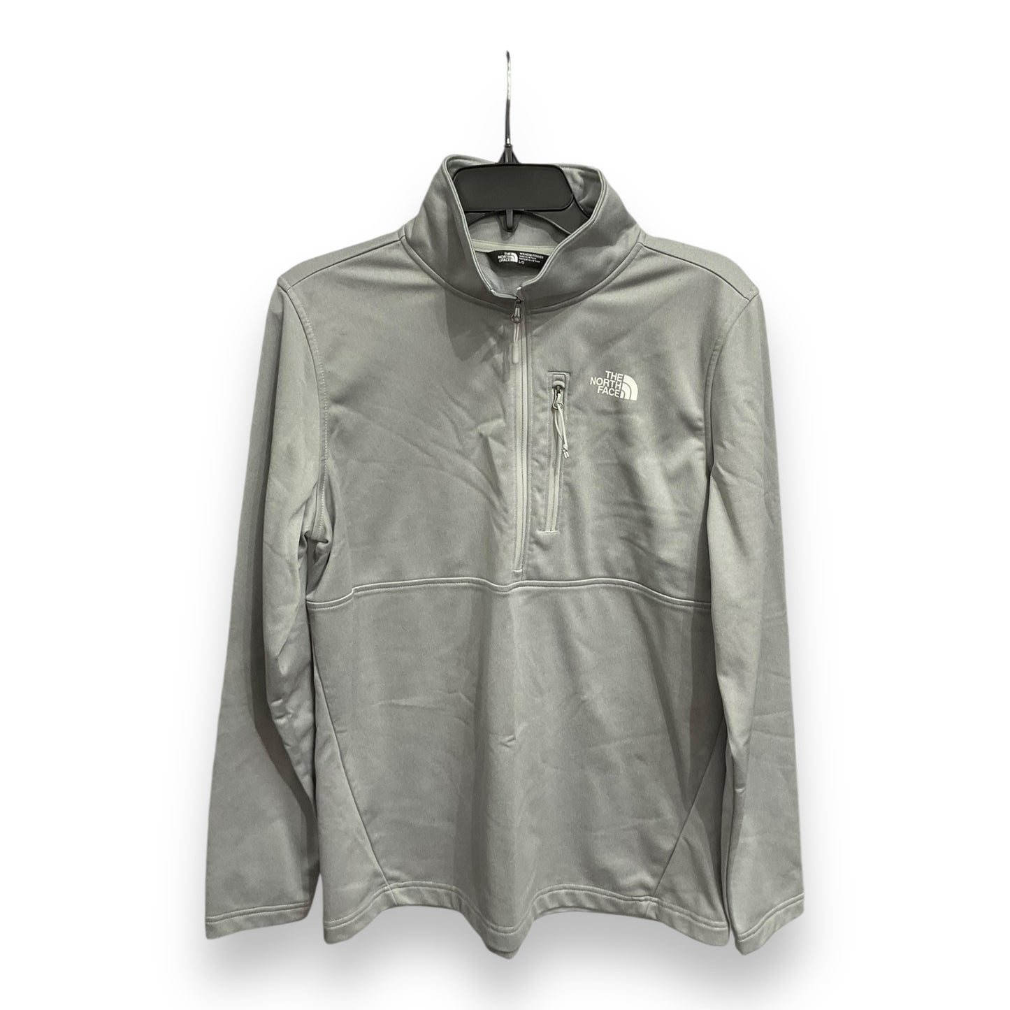 Athletic Top Long Sleeve Collar By The North Face In Grey, Size: L