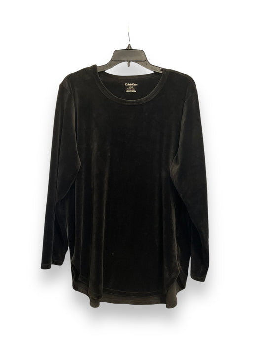 Top Long Sleeve By Calvin Klein In Black, Size: L