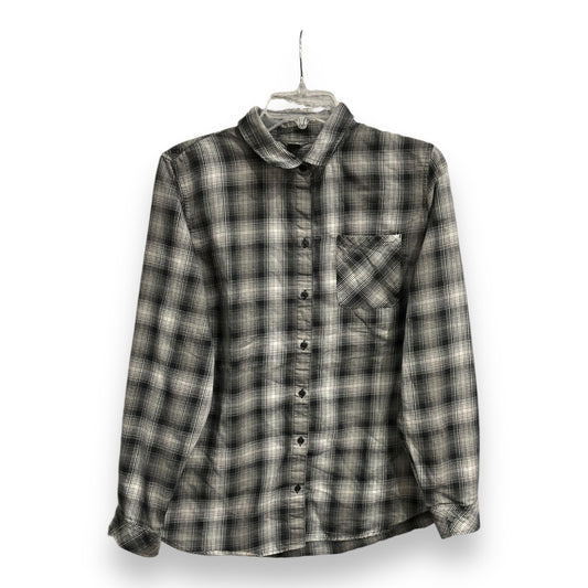 Top Long Sleeve By Eddie Bauer In Plaid Pattern, Size: L