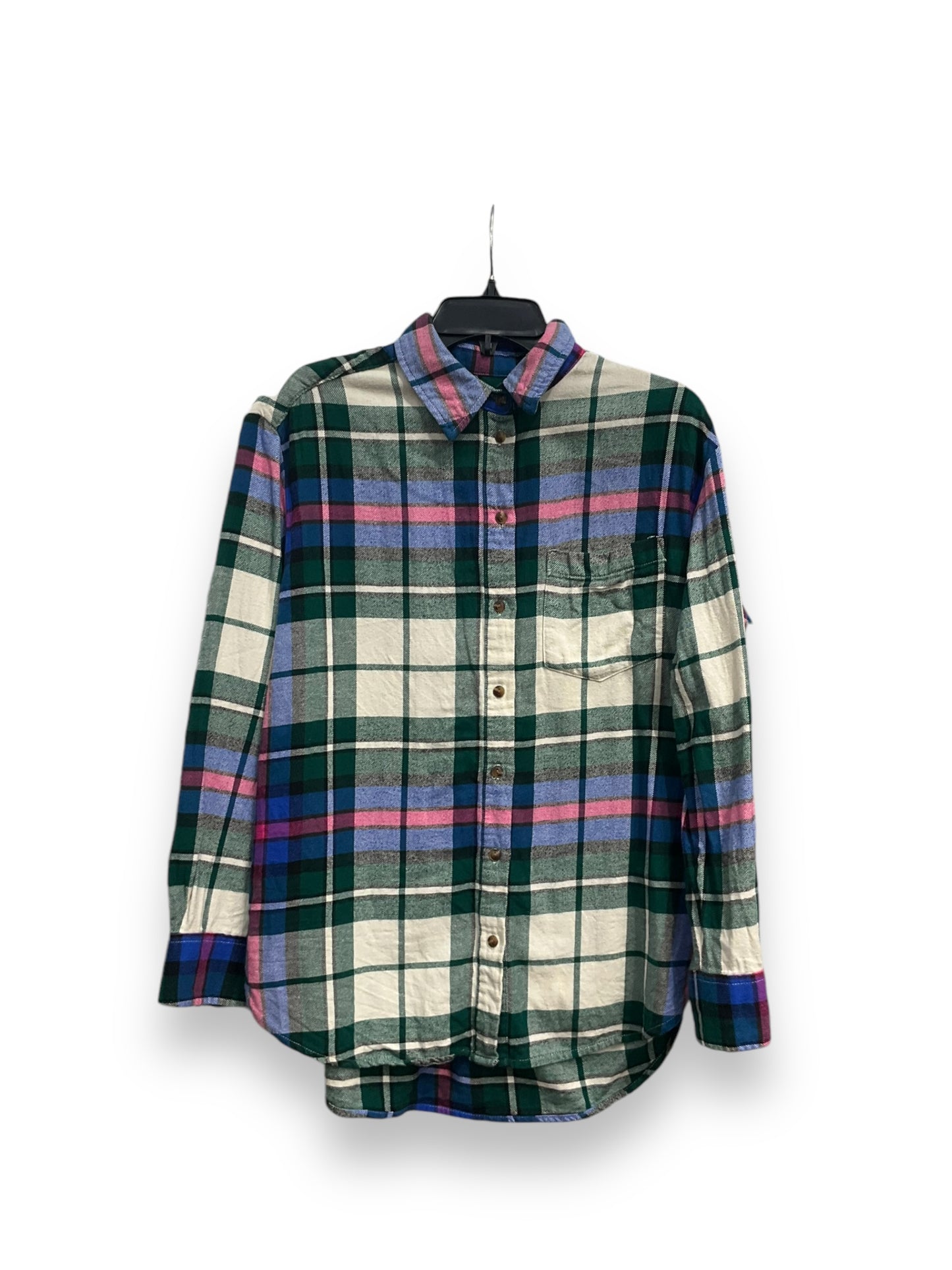 Top Long Sleeve By Gap In Plaid Pattern, Size: S