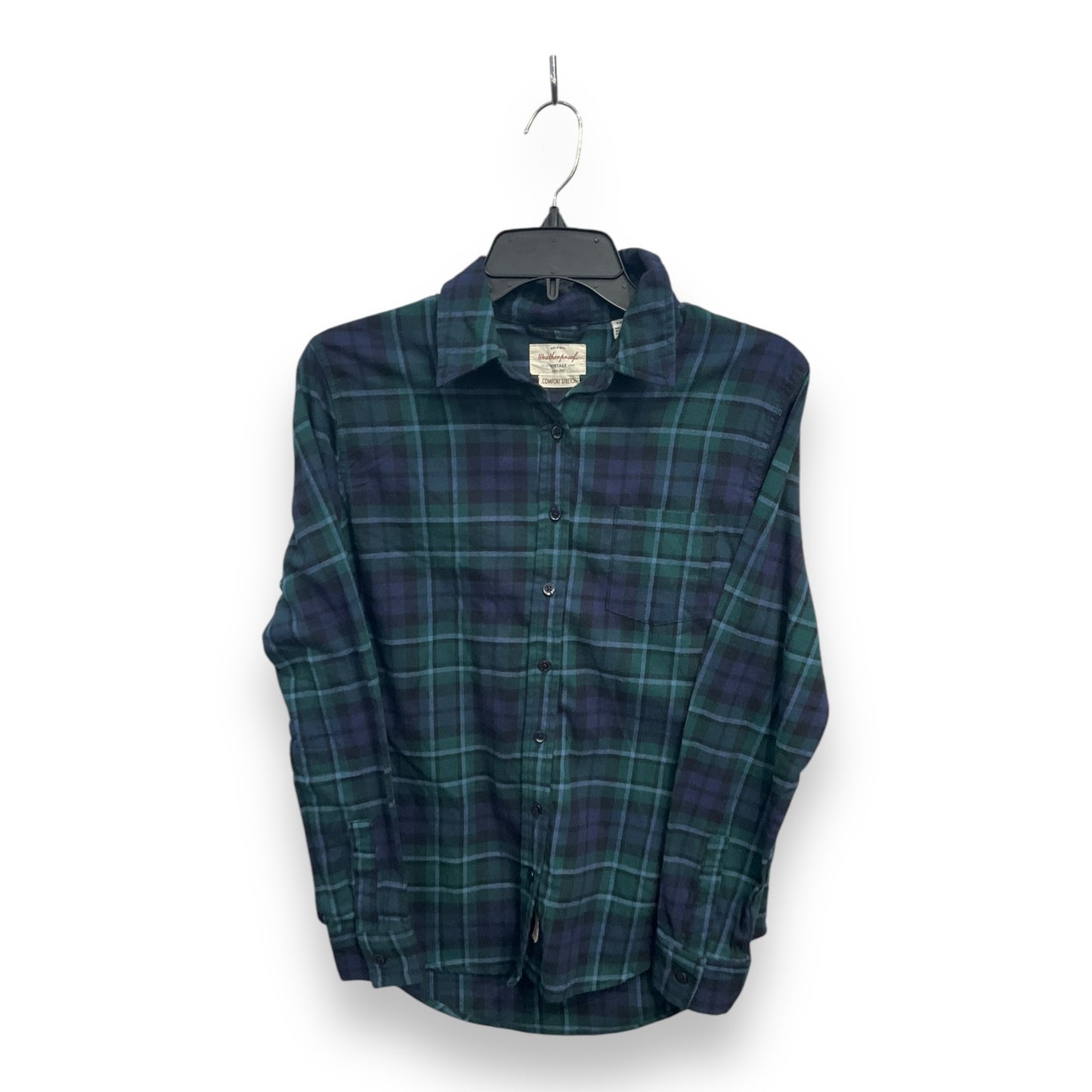 Top Long Sleeve By Weatherproof In Plaid Pattern, Size: S