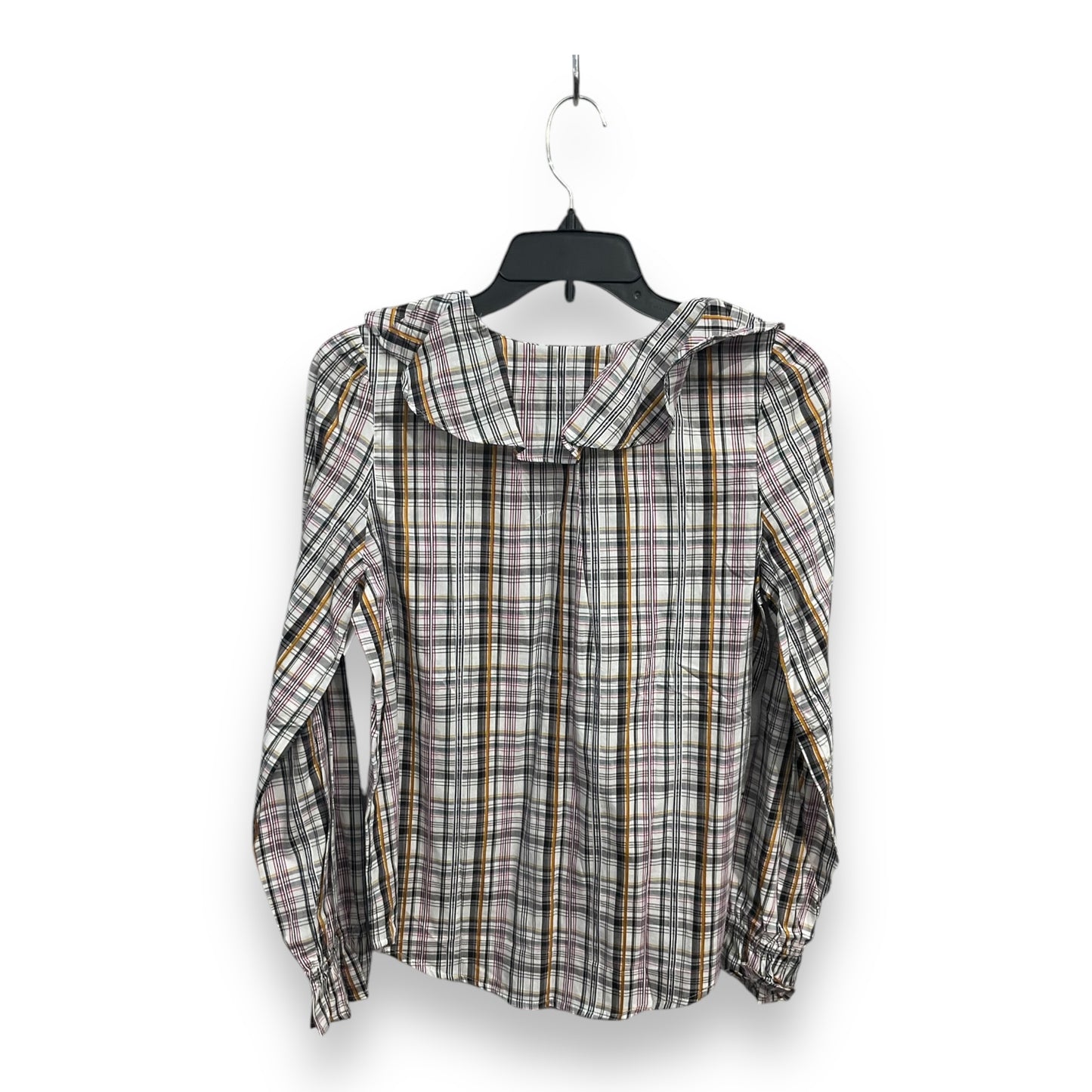 Blouse Long Sleeve By Loft In Plaid Pattern, Size: Xs