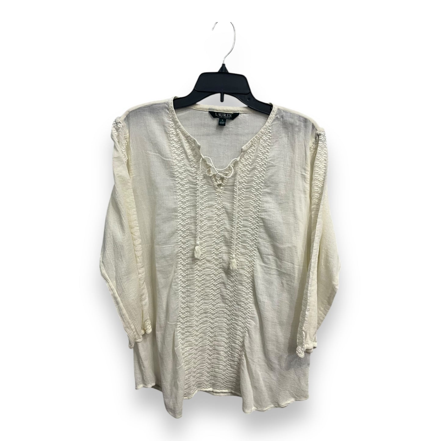 Top Long Sleeve By Lauren By Ralph Lauren In Cream, Size: M