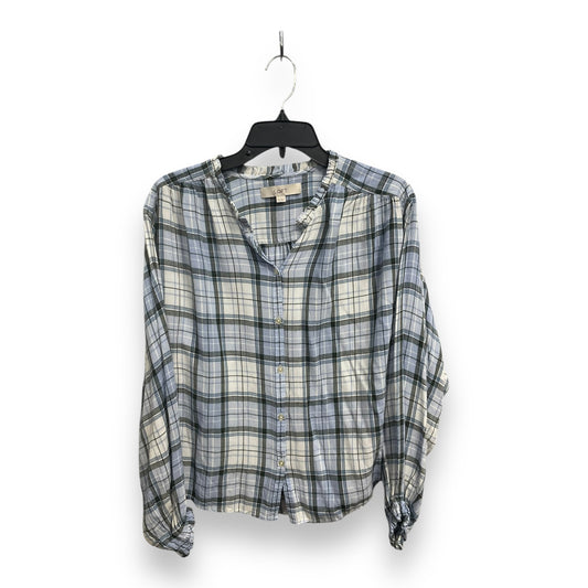 Top Long Sleeve By Loft In Plaid Pattern, Size: Xs