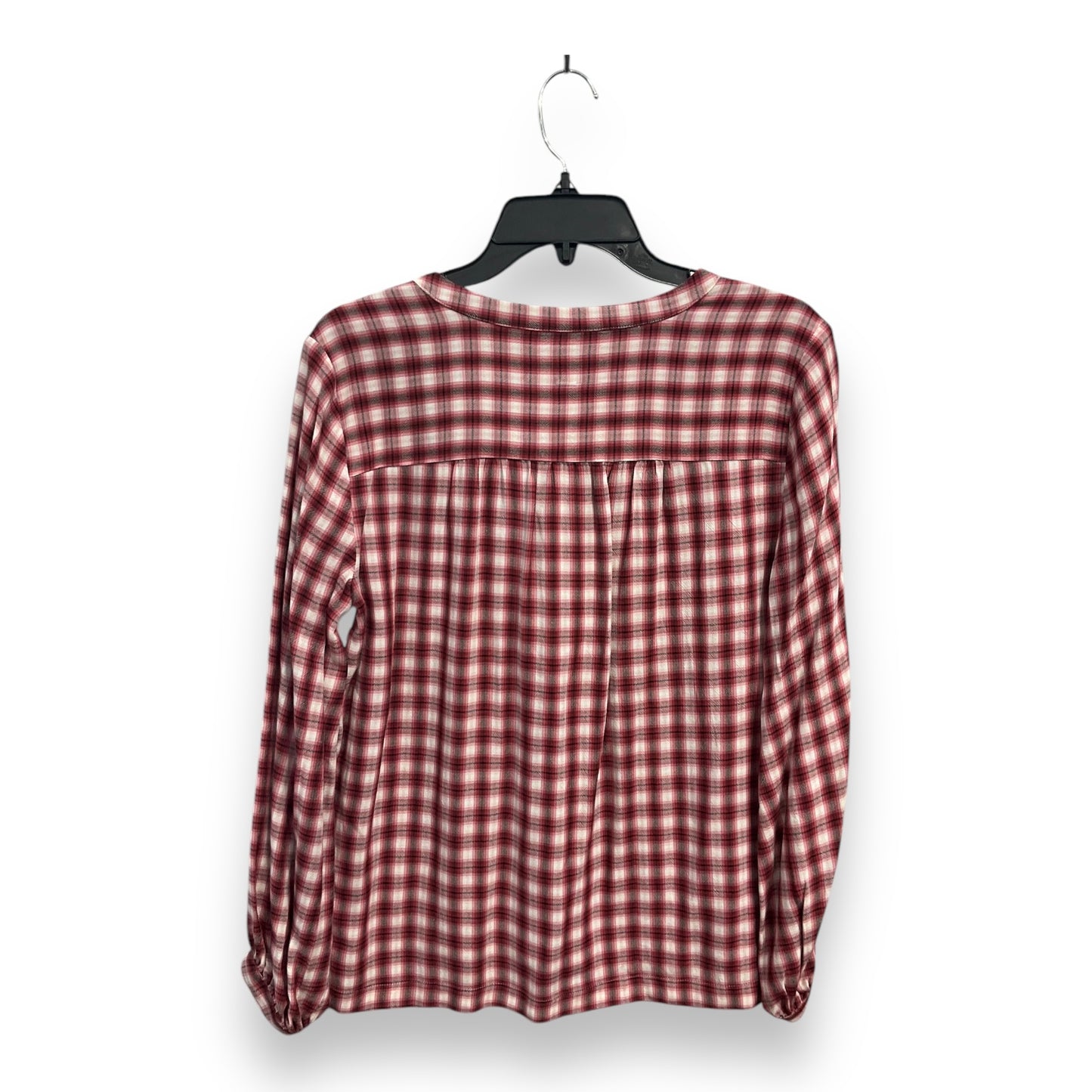 Top Long Sleeve By Loft In Plaid Pattern, Size: S