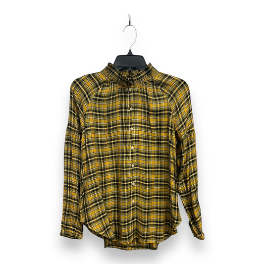 Blouse Long Sleeve By Loft In Plaid Pattern, Size: S