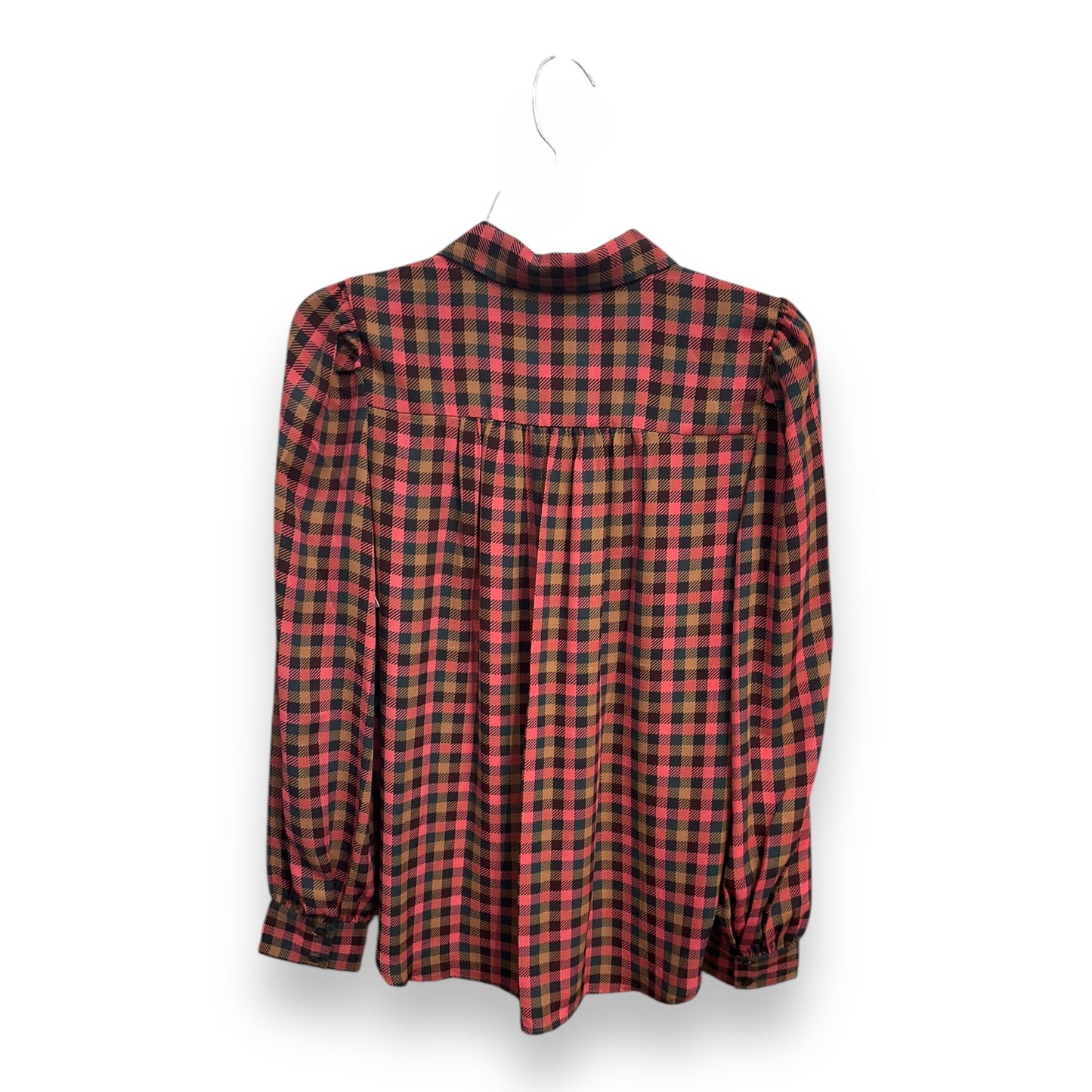 Blouse Long Sleeve By Ann Taylor In Plaid Pattern, Size: Xs