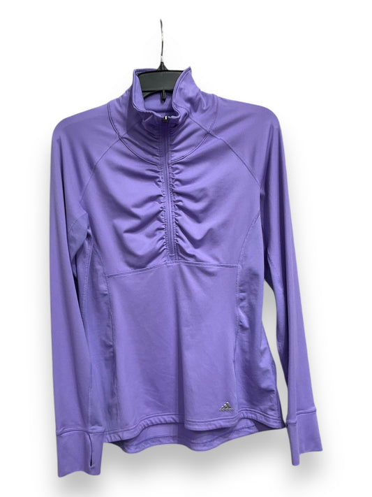 Athletic Top Long Sleeve Collar By Adidas In Purple, Size: M