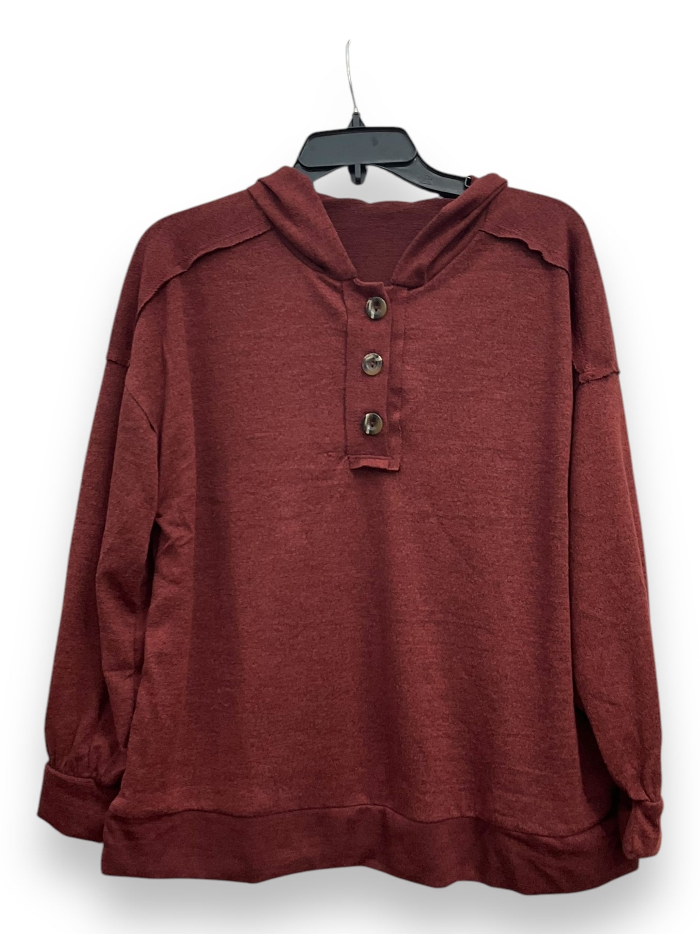 Top Long Sleeve By Andree By Unit In Maroon, Size: S