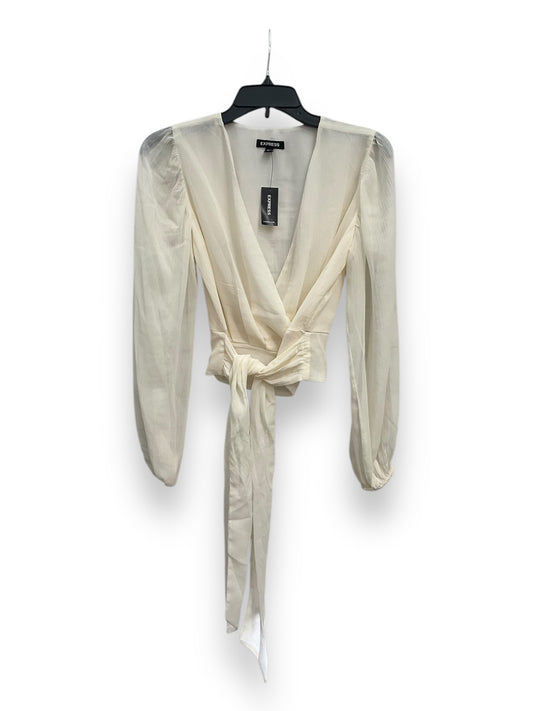 Blouse Long Sleeve By Express In Cream, Size: Xs