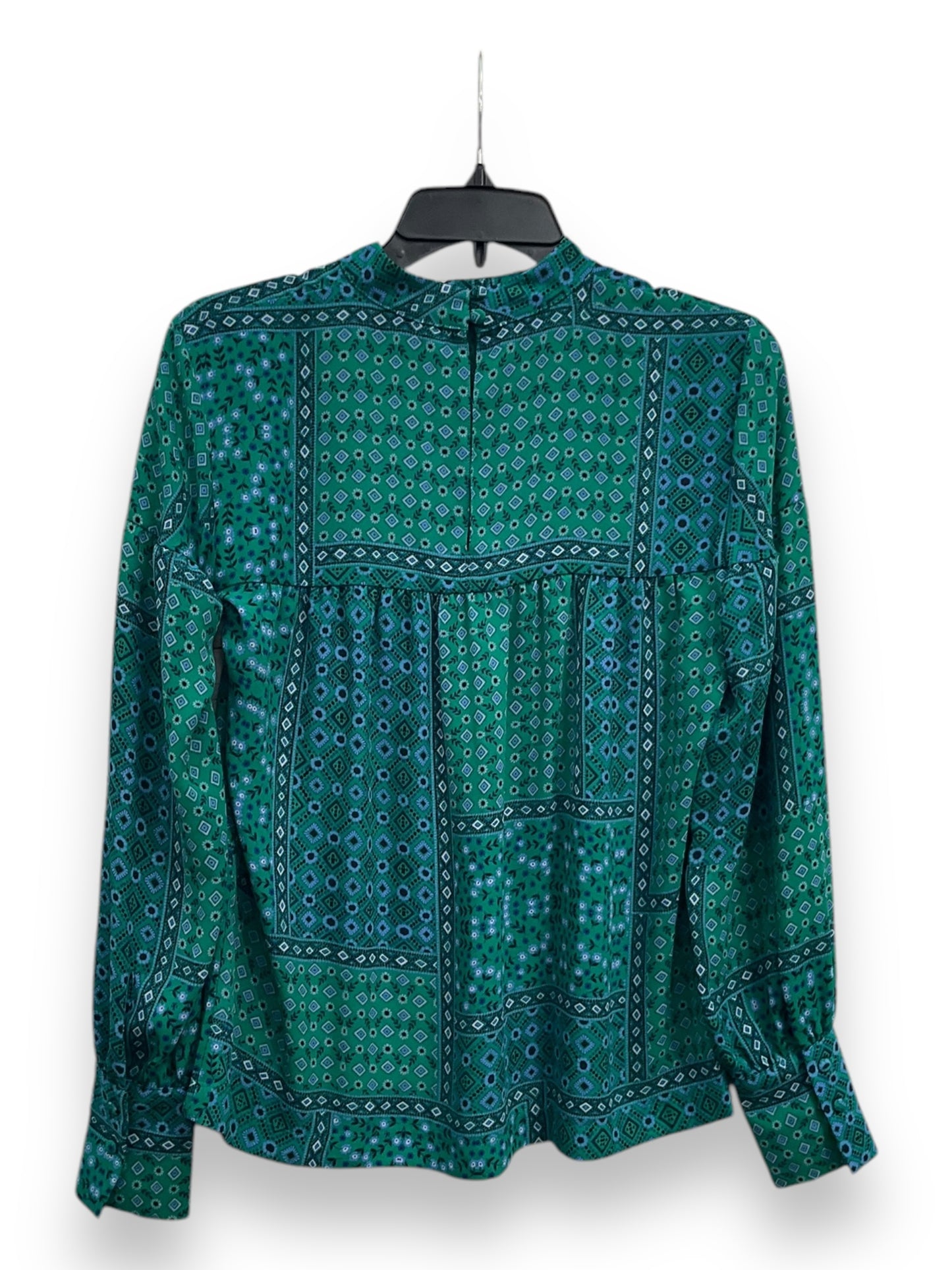 Blouse Long Sleeve By Loft In Blue & Green, Size: Xs