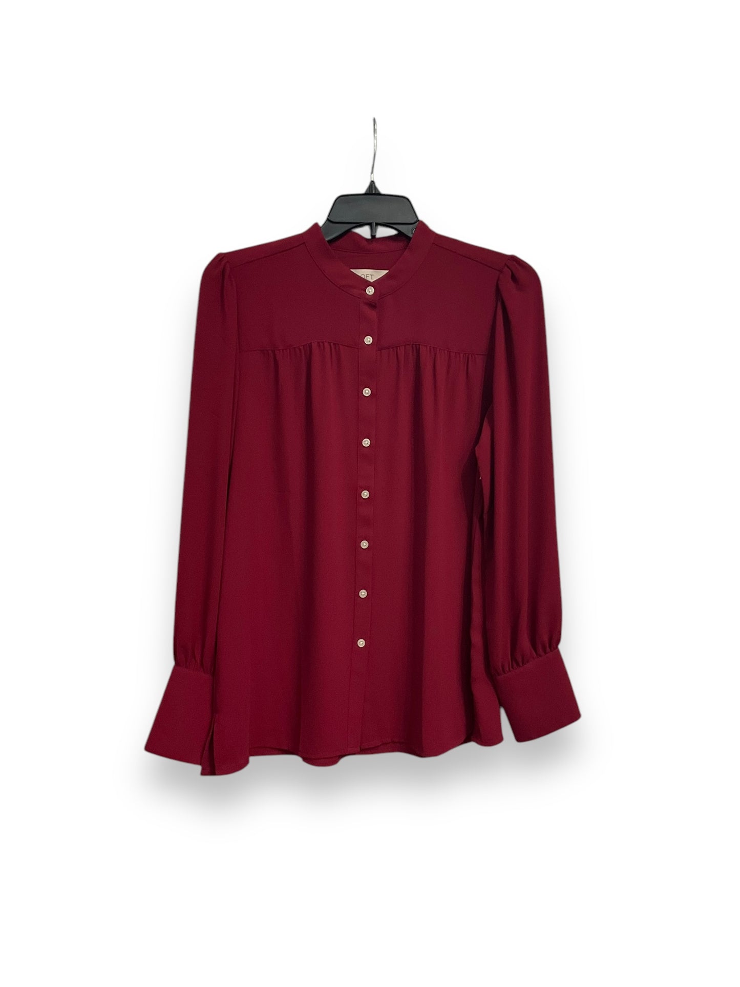 Blouse Long Sleeve By Loft In Maroon, Size: S