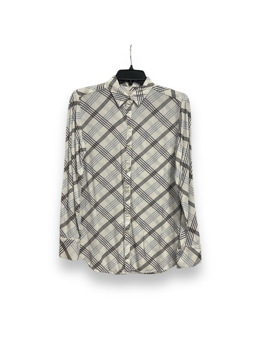 Top Long Sleeve By Loft In Plaid Pattern, Size: S