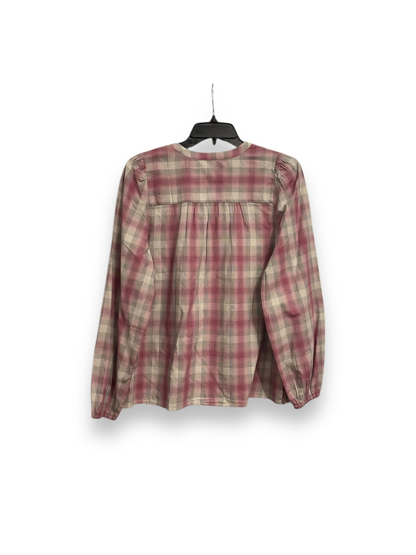 Top Long Sleeve By Loft In Plaid Pattern, Size: S