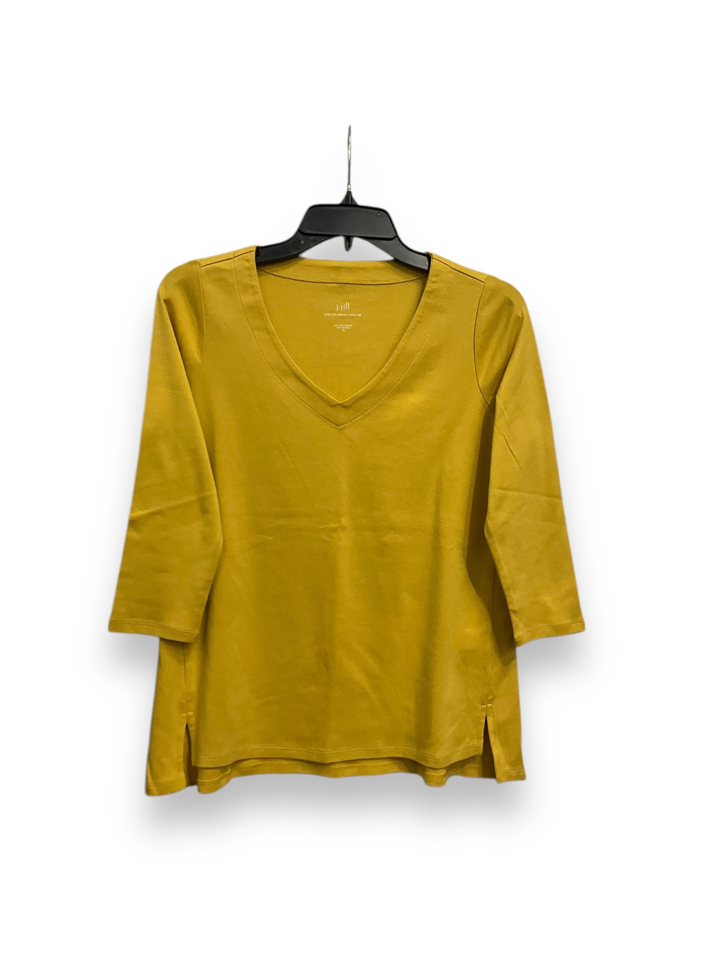 Top 3/4 Sleeve Basic By J. Jill In Yellow, Size: Xs