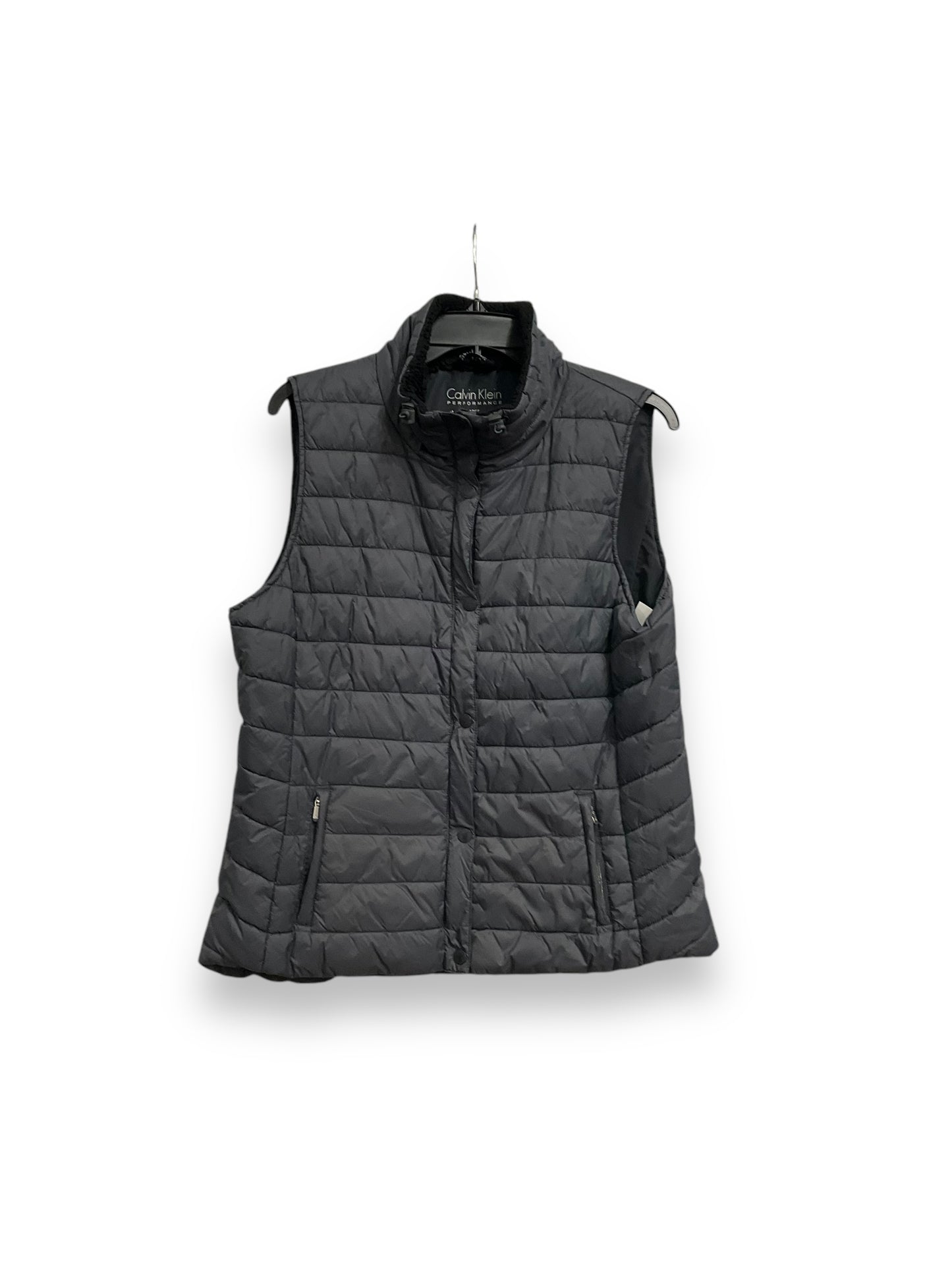 Vest Puffer & Quilted By Calvin Klein In Grey, Size: L