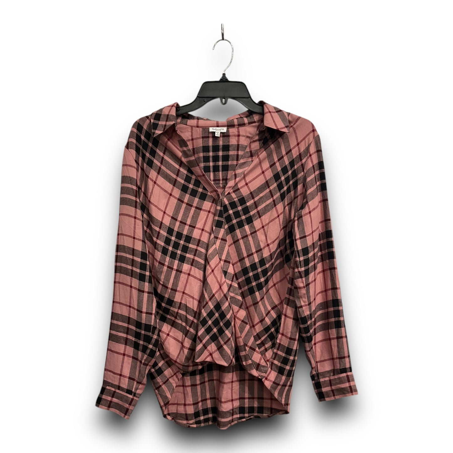 Top Long Sleeve By Splendid In Plaid Pattern, Size: M