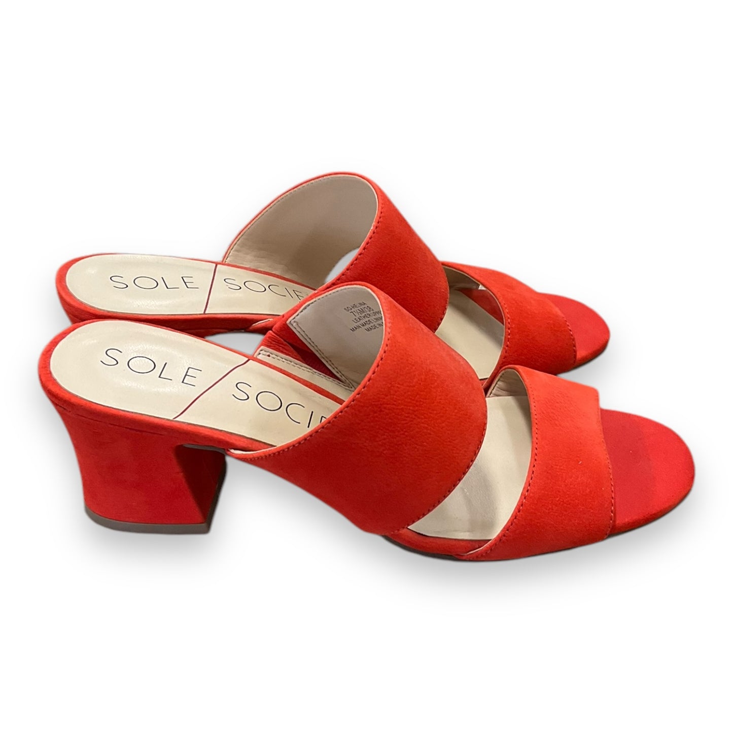 Sandals Heels Block By Sole Society In Red, Size: 7.5