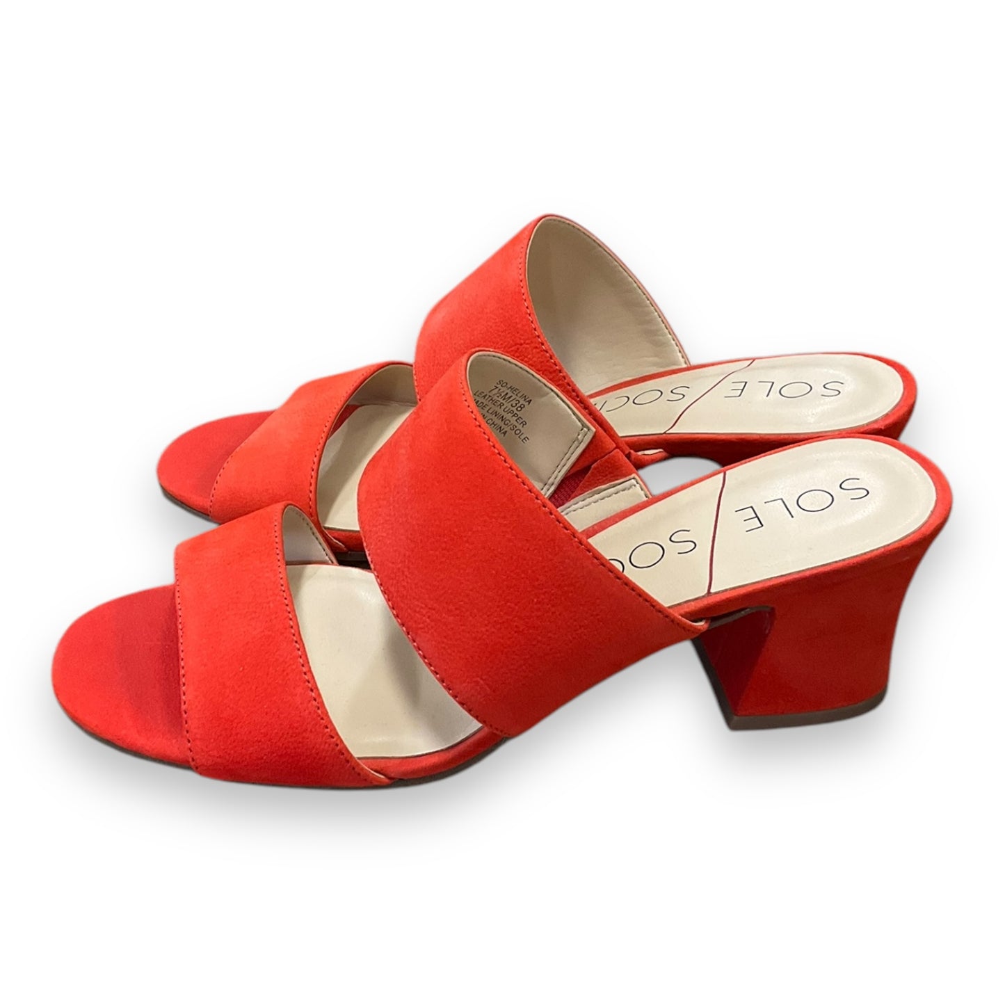 Sandals Heels Block By Sole Society In Red, Size: 7.5