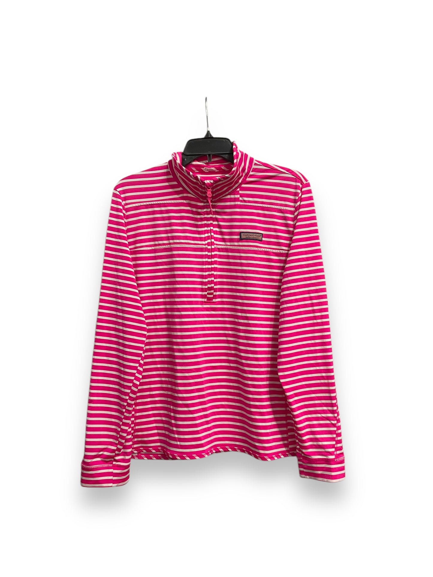 Athletic Top Long Sleeve Collar By Vineyard Vines In Pink & White, Size: Xl