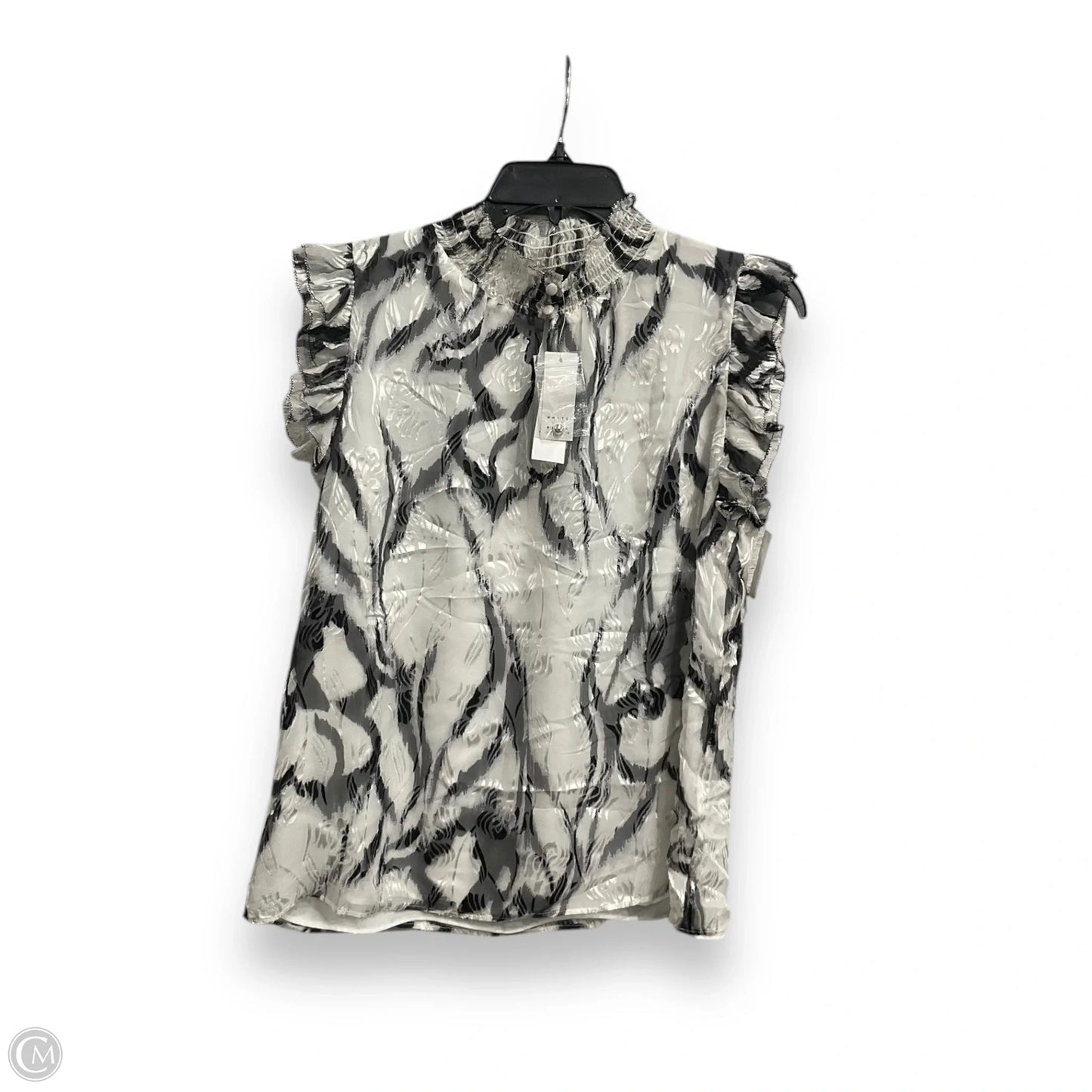 Blouse Sleeveless By White House Black Market In Grey & White, Size: S