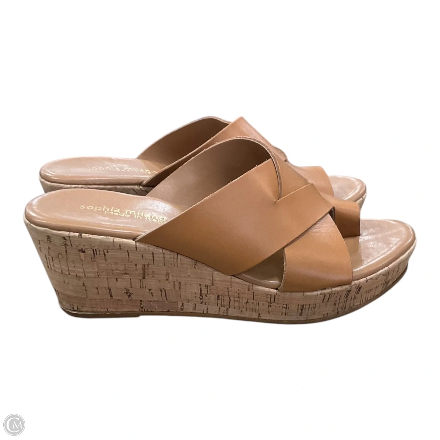 Sandals Heels Wedge By Clothes Mentor In Brown, Size: 7.5