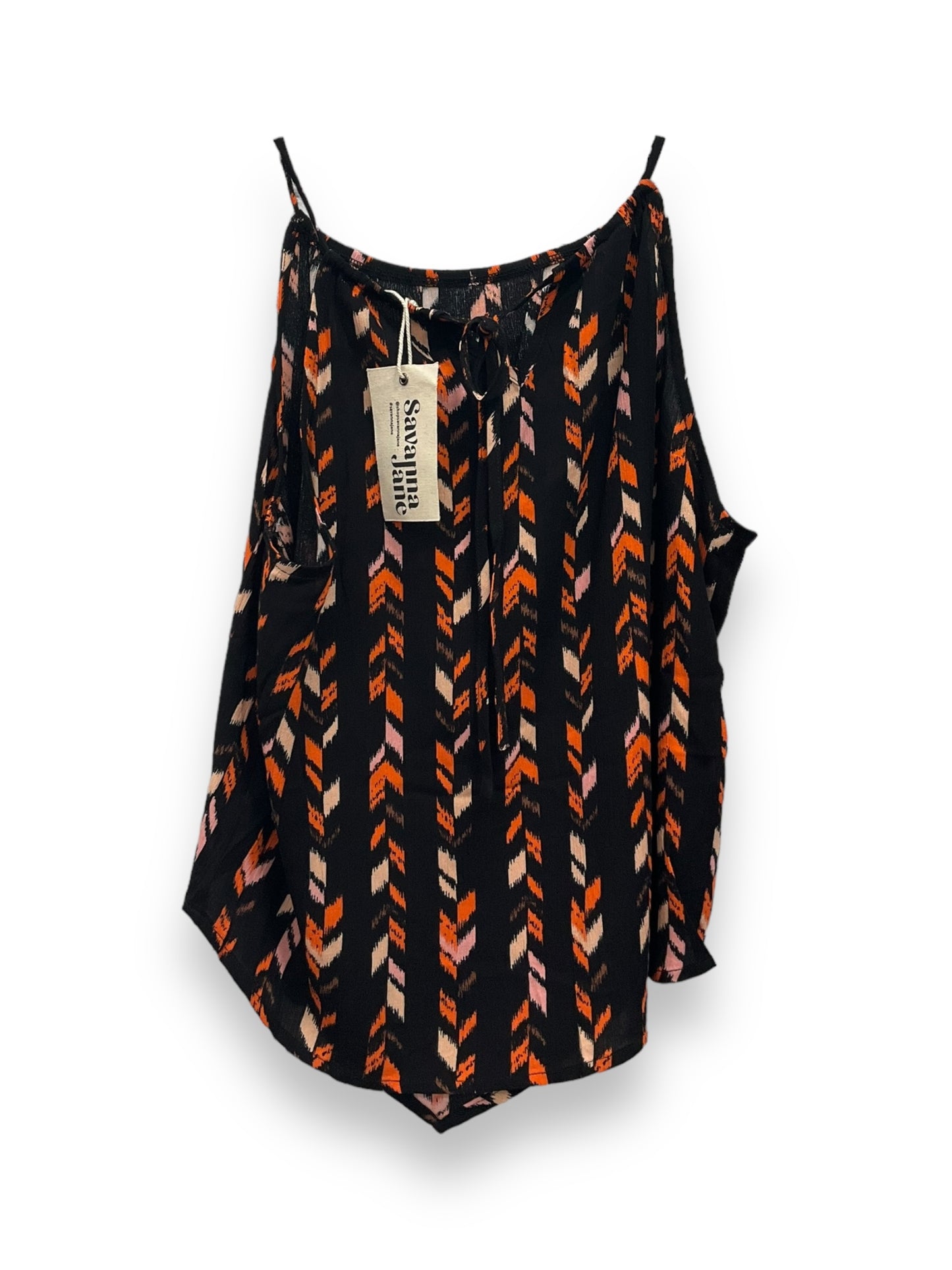 Black & Orange Blouse Sleeveless Savanna Jane, Size S