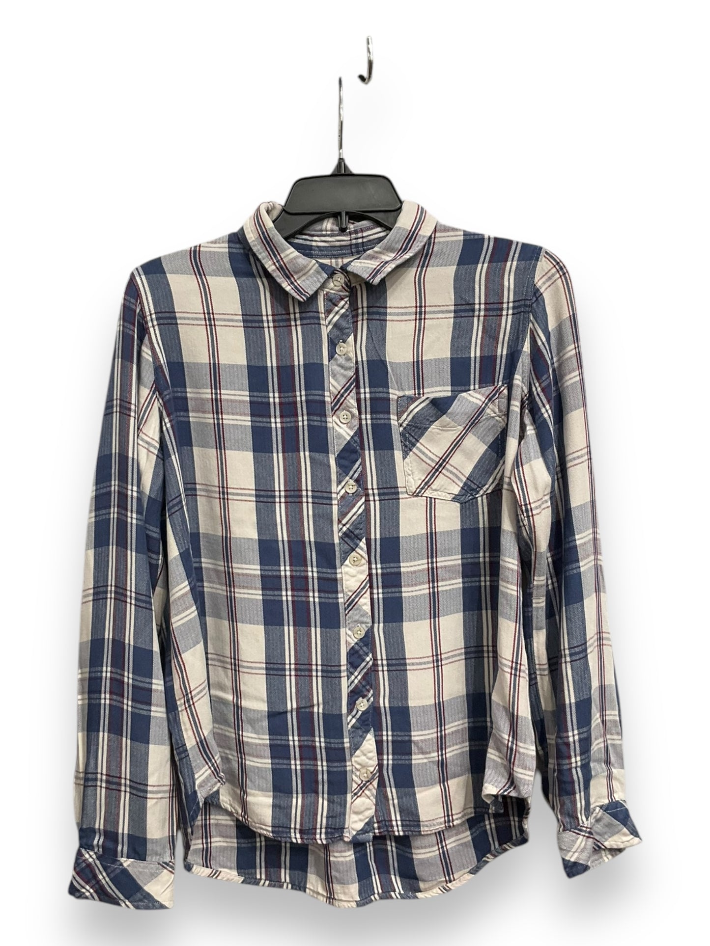 Top Long Sleeve By Thread And Supply In Plaid Pattern, Size: M