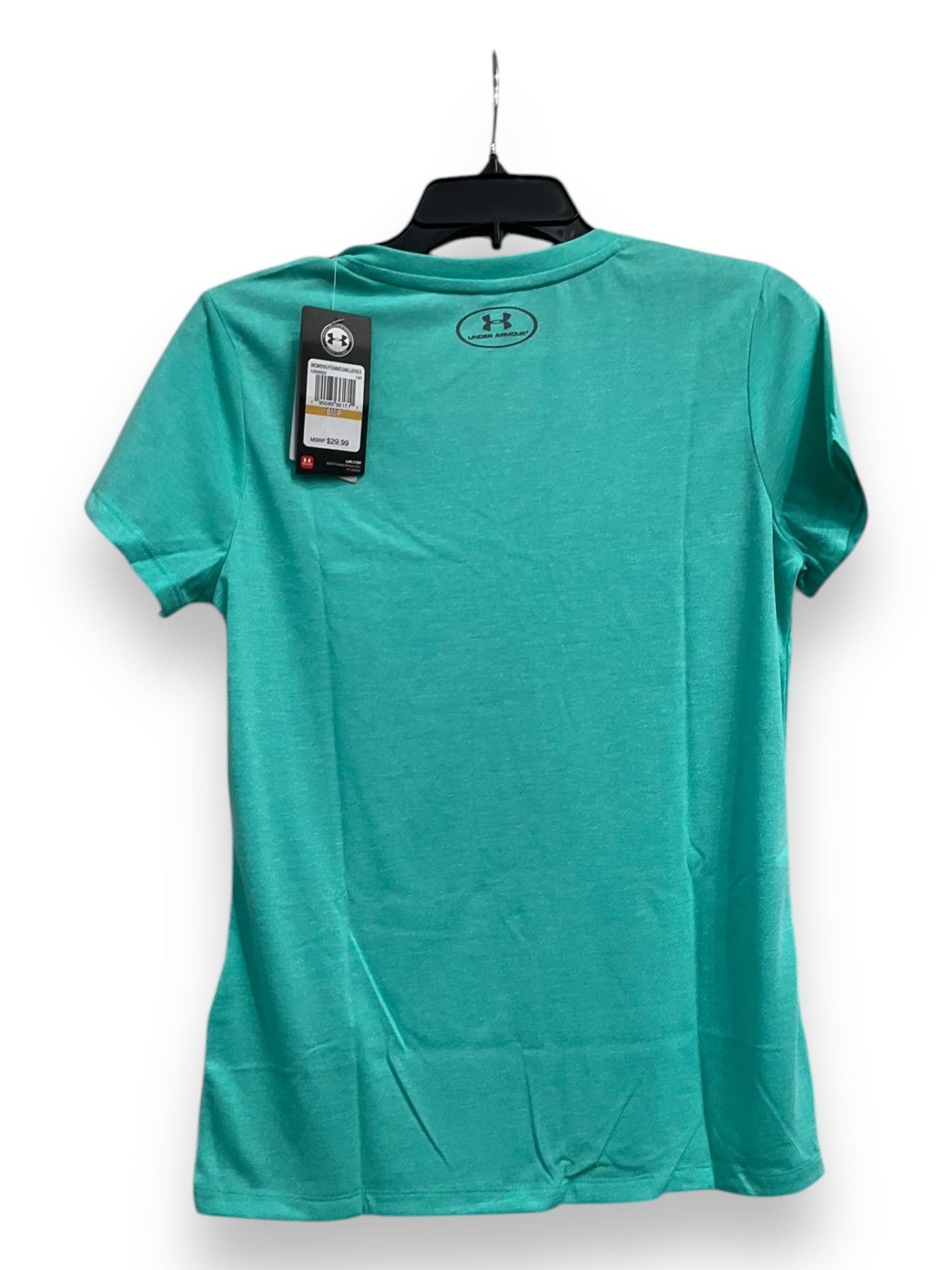 Athletic Top Short Sleeve By Under Armour In Teal, Size: S