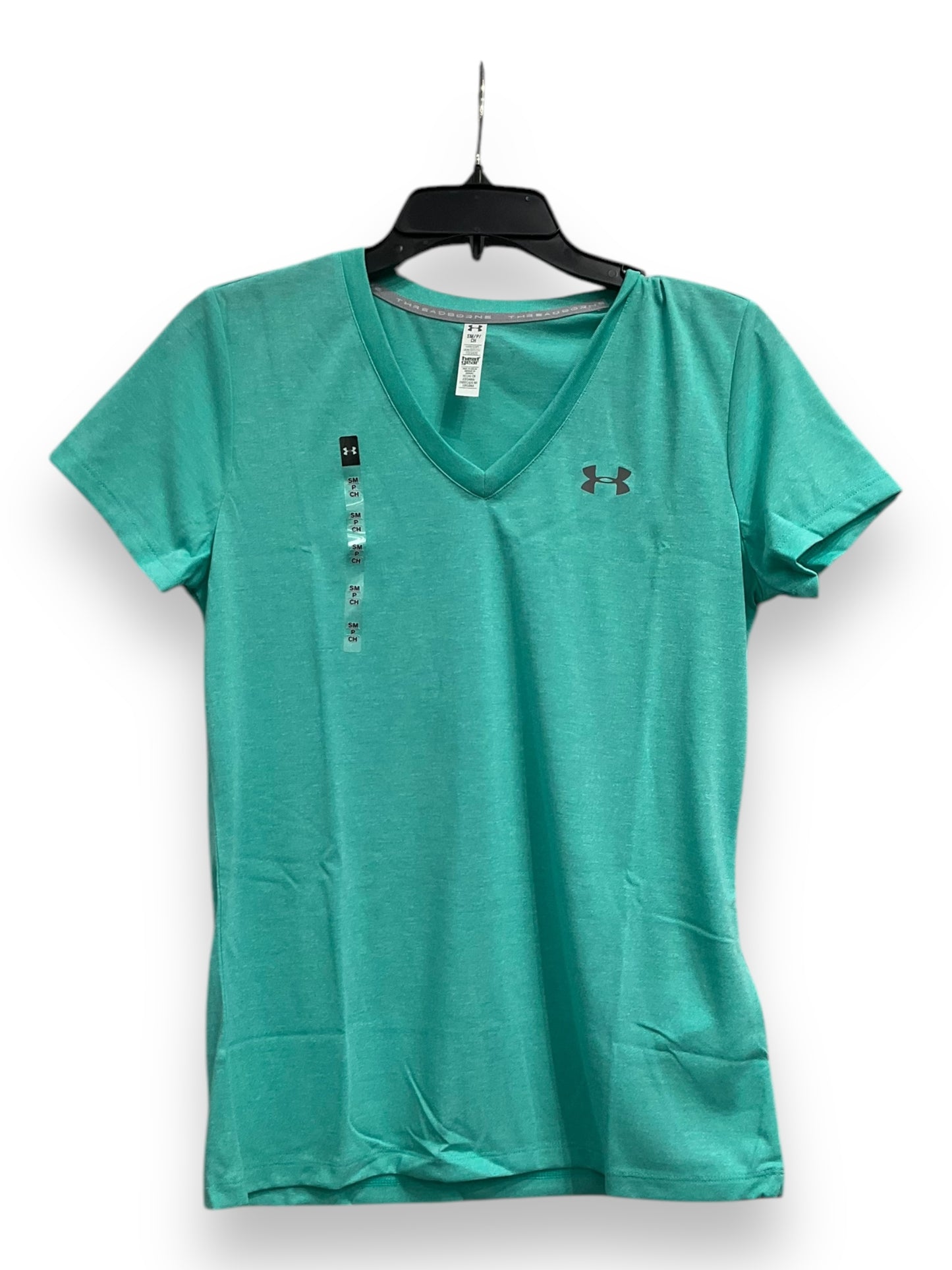 Athletic Top Short Sleeve By Under Armour In Teal, Size: S