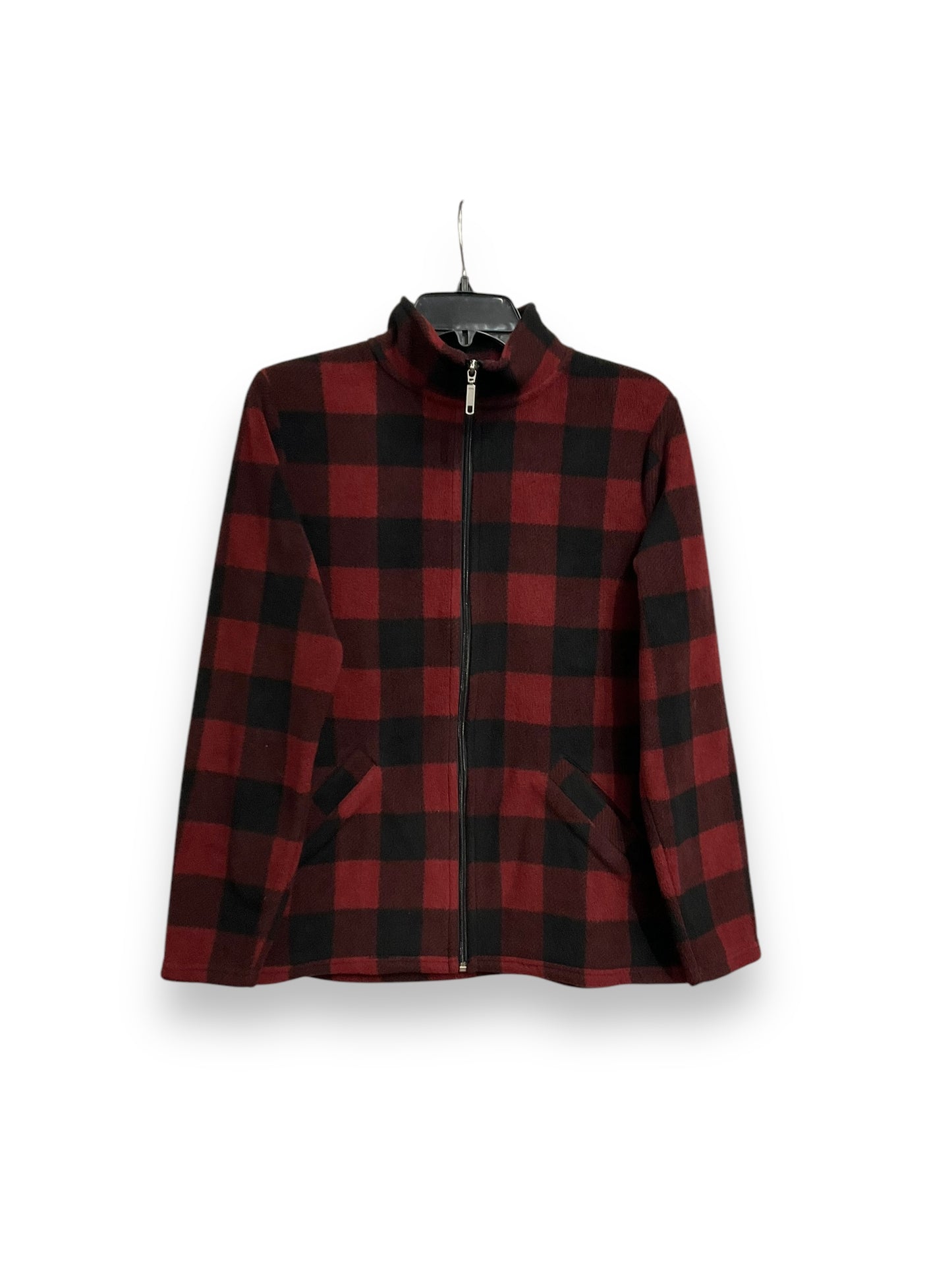 Jacket Fleece By Denim And Company In Plaid Pattern, Size: Xs