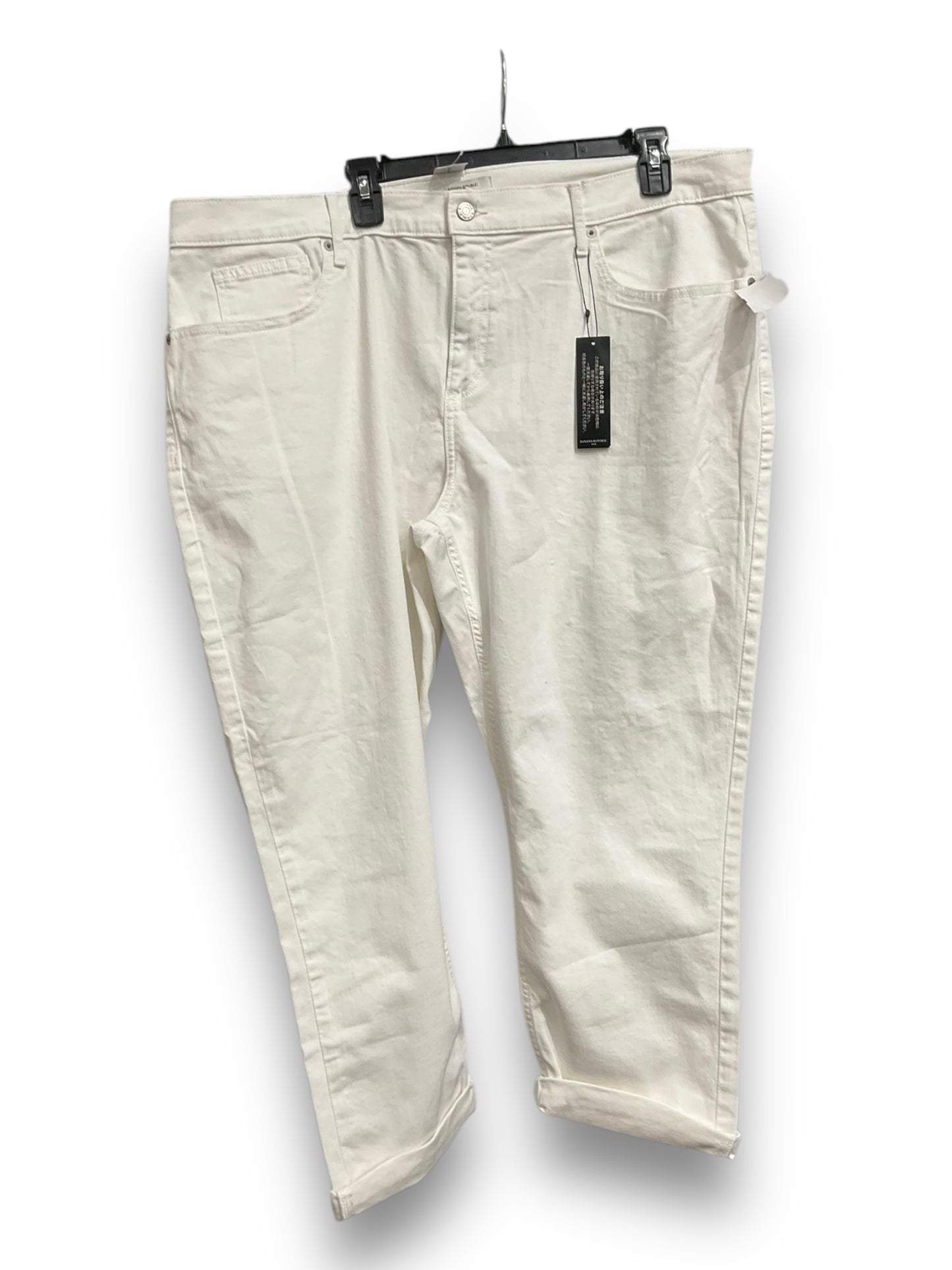 Jeans Cropped By Banana Republic In White Denim, Size: 20