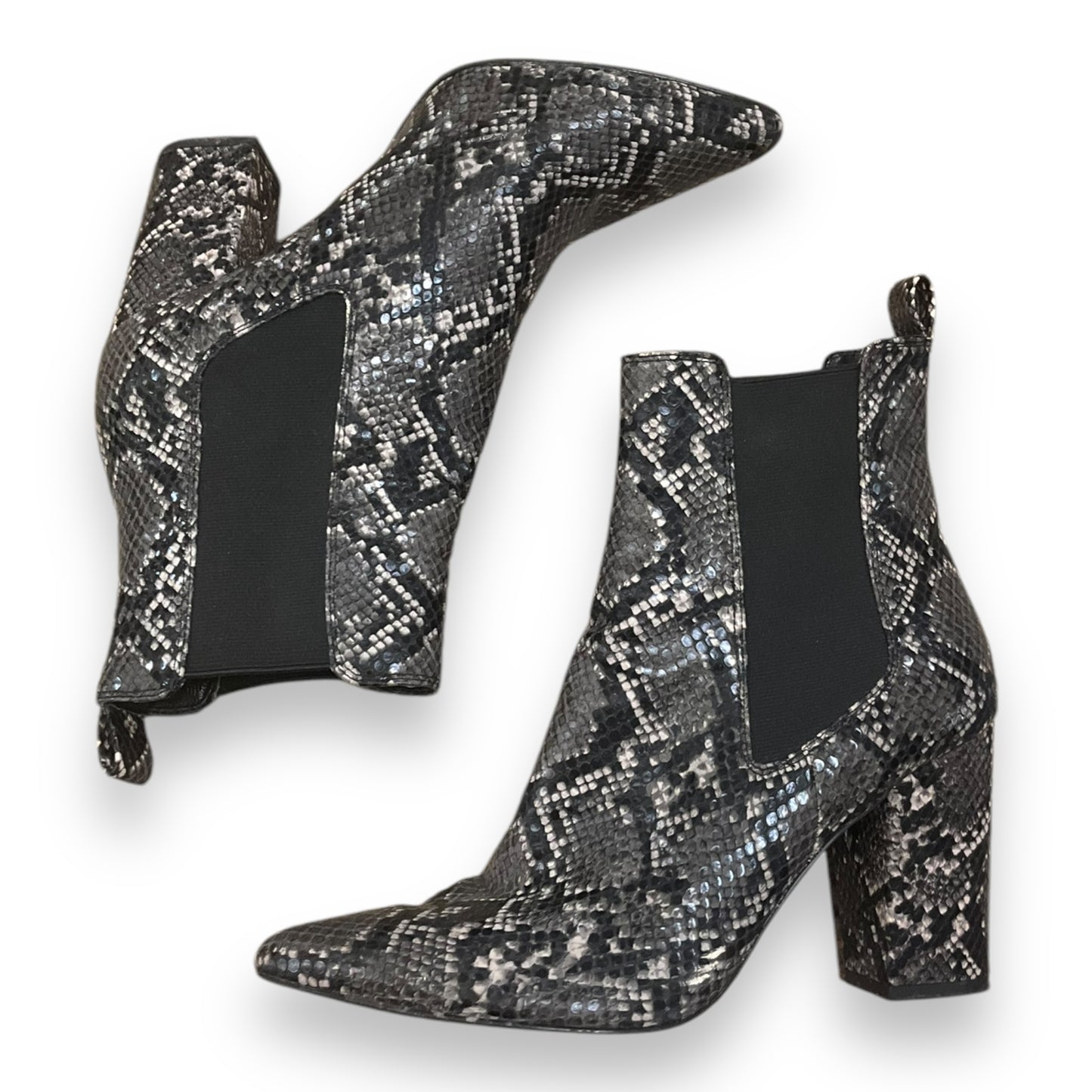 Boots Ankle Heels By Steve Madden In Snakeskin Print, Size: 9.5