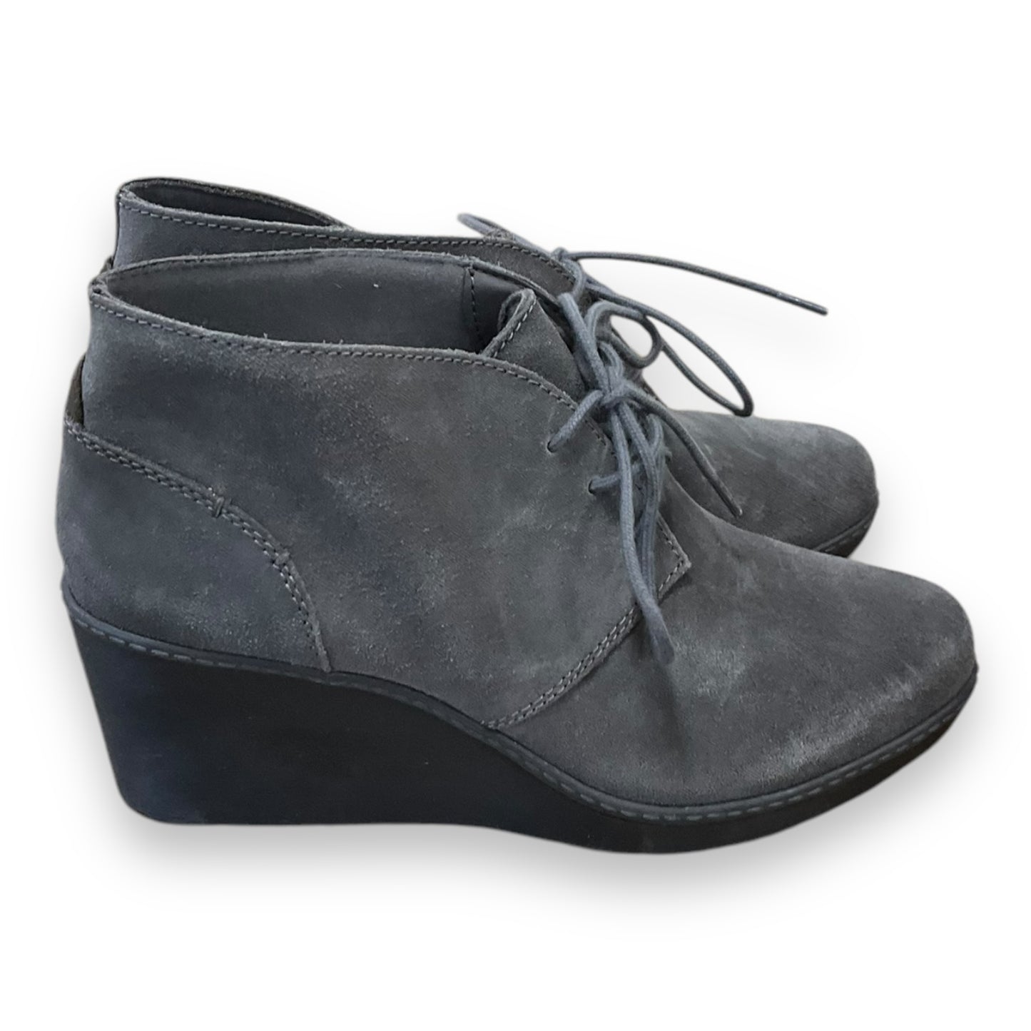 Boots Ankle Heels By Clarks In Grey, Size: 7