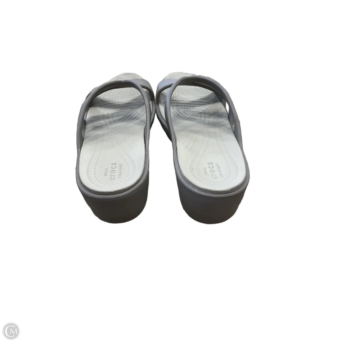 Sandals Flats By Crocs In Grey, Size: 8