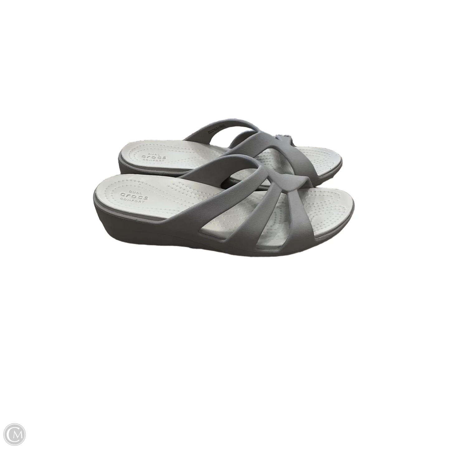 Sandals Flats By Crocs In Grey, Size: 8