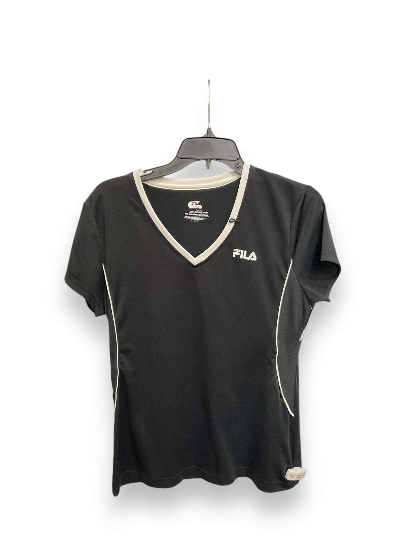 Athletic Top Short Sleeve By Fila In Black, Size: M