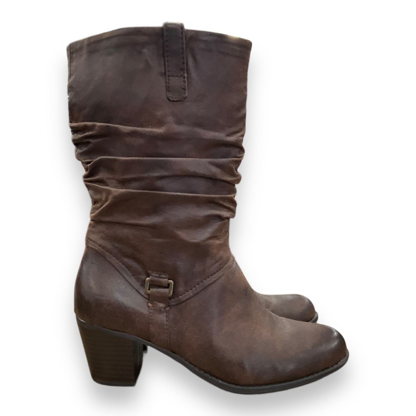 Boots Mid-calf Heels By Yuu Collection In Brown, Size: 8.5