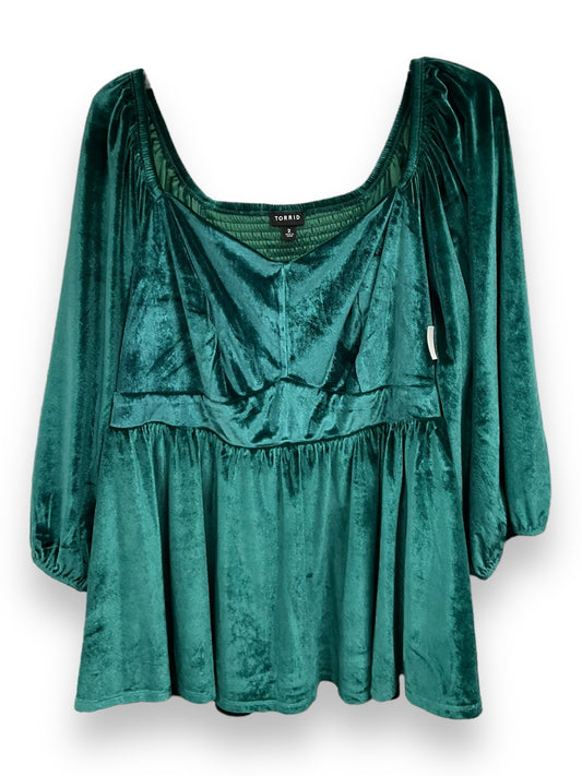 Top 3/4 Sleeve By Torrid In Green, Size: 2x