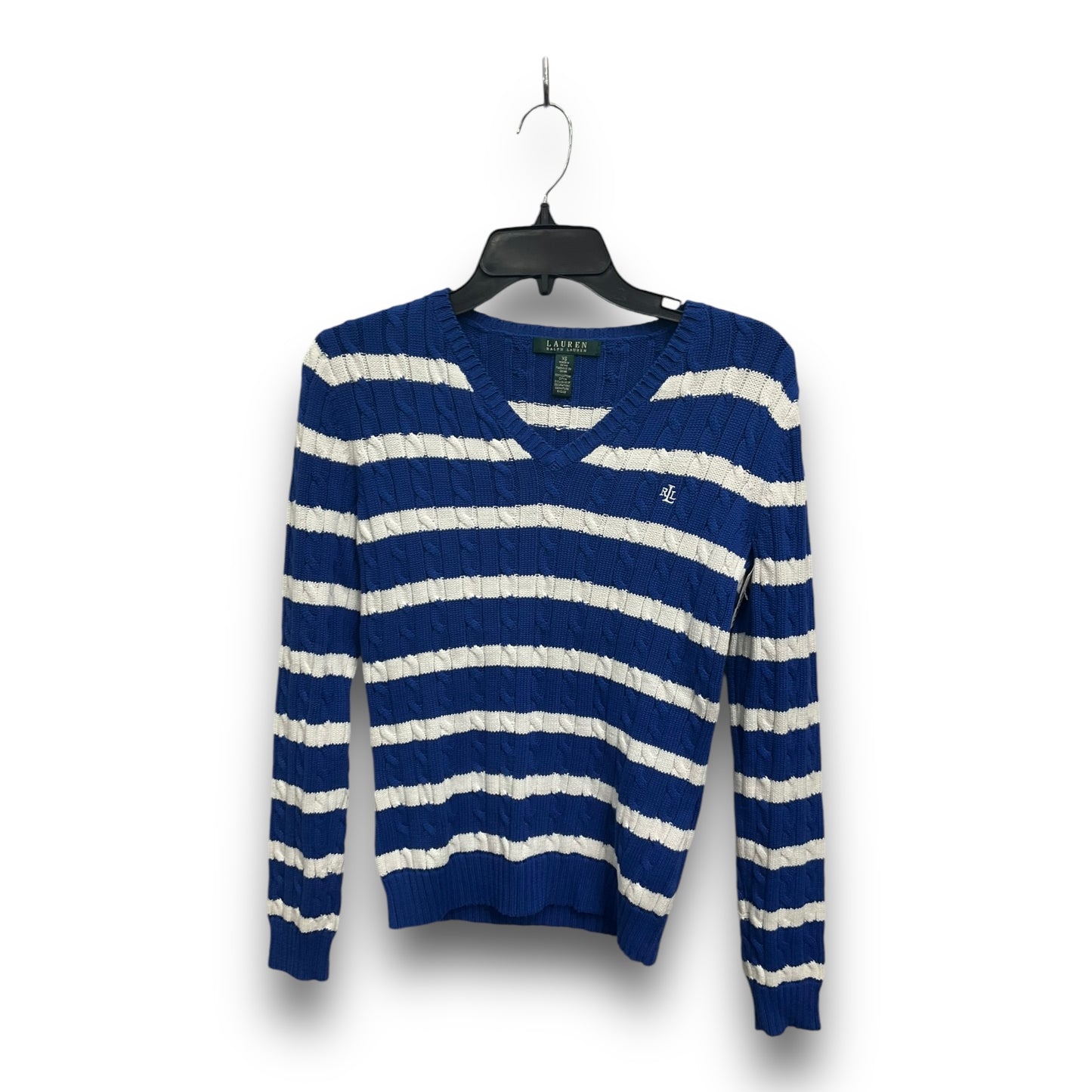 Sweater By Lauren By Ralph Lauren In Blue & White, Size: Xs