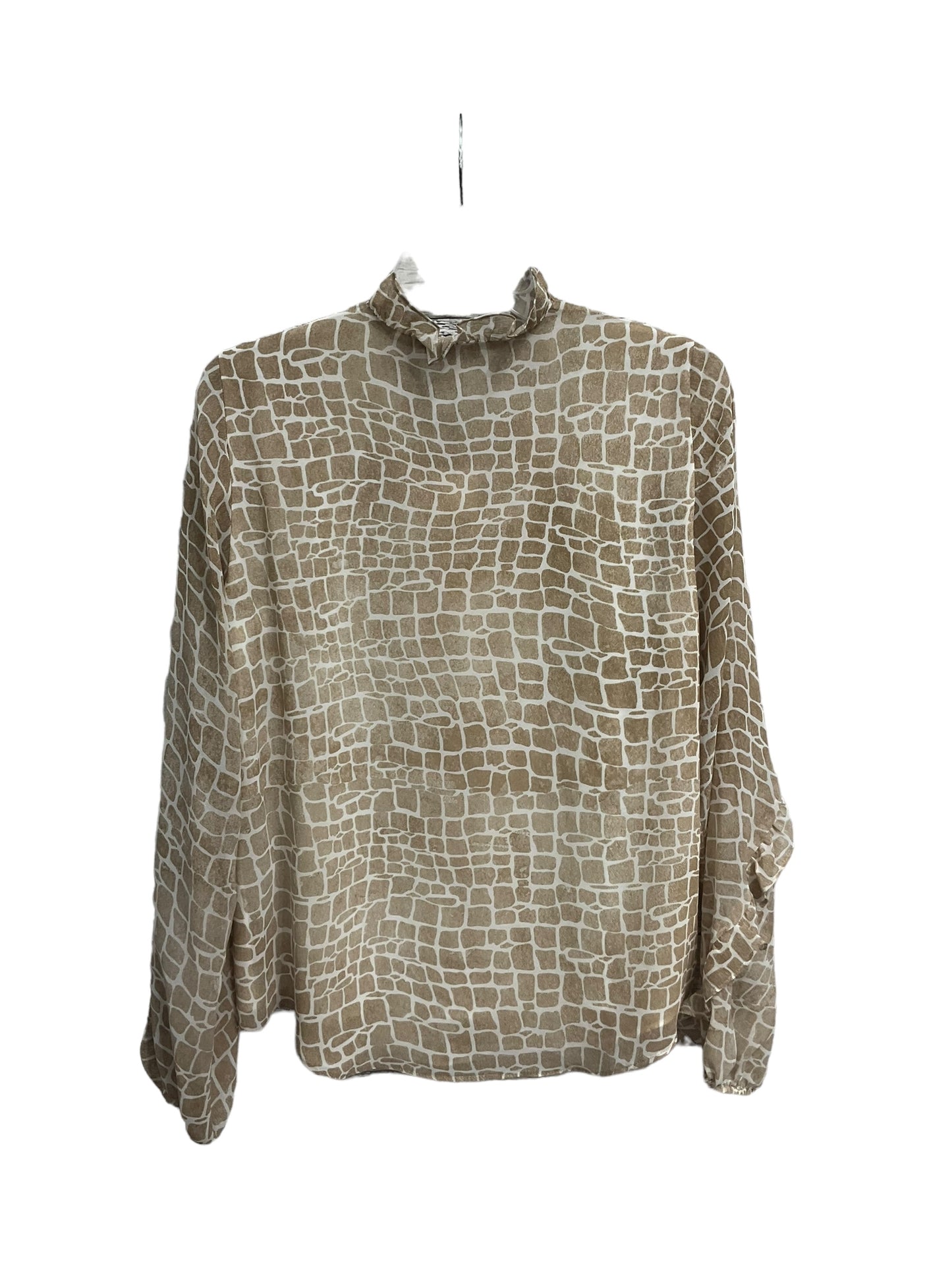 Blouse Long Sleeve By Calvin Klein In Brown, Size: Xs