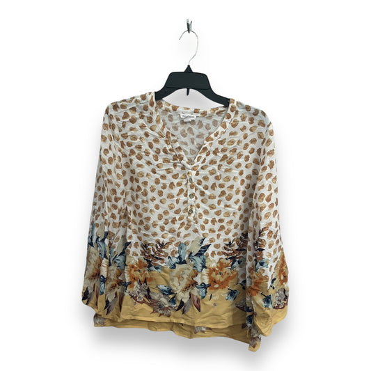 Top Long Sleeve By Tribal In Brown, Size: Lp