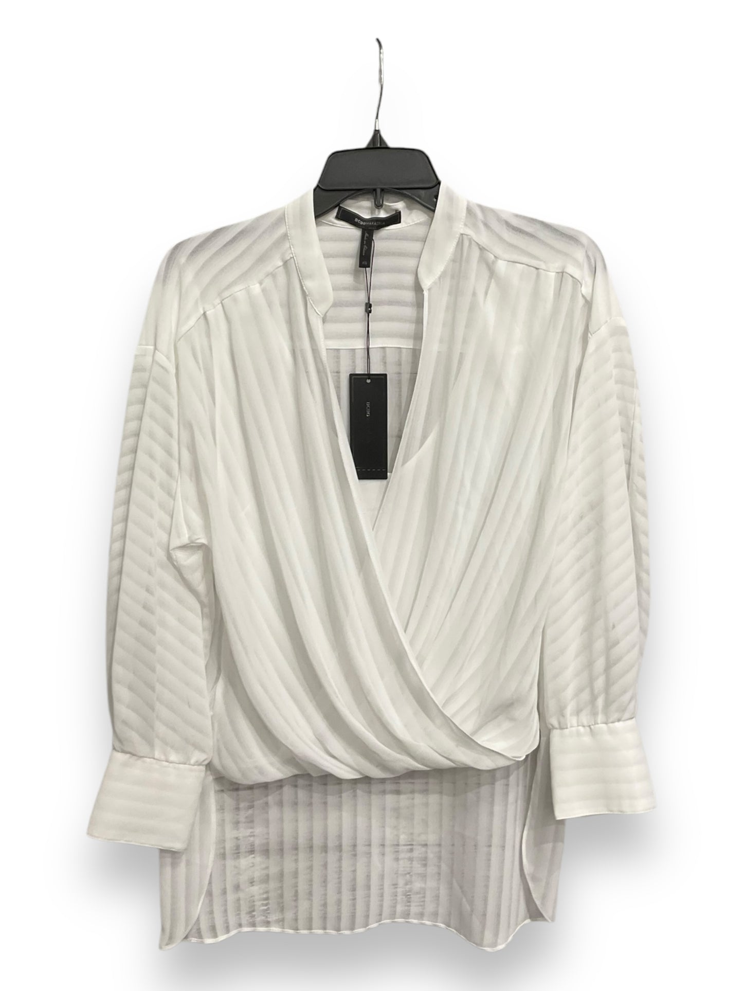 Blouse Long Sleeve By Bcbgmaxazria In White, Size: Xs