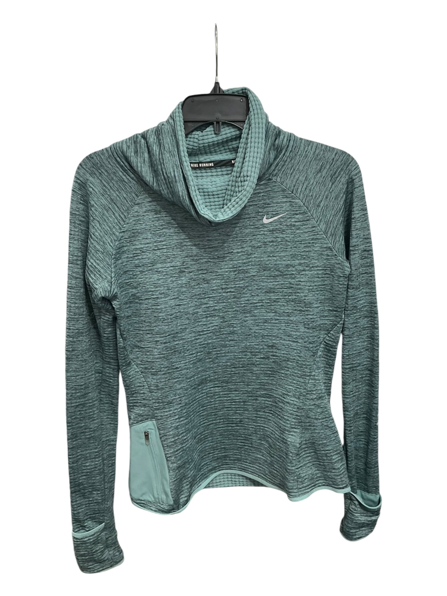 Athletic Top Long Sleeve Collar By Nike In Green, Size: Xs